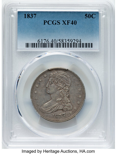 1837 50c Reeded Edge, GR-21 MS thumbnail 4