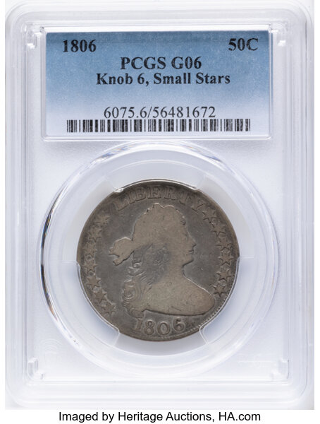 1806 50c Knob 6, Small Stars, O-105a MS thumbnail 2