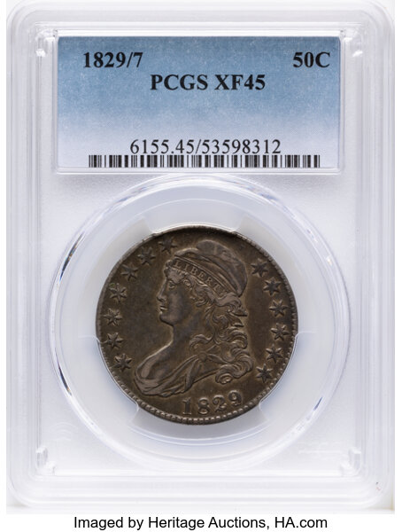 1829/7 50c Overdate, O-101 MS thumbnail 3