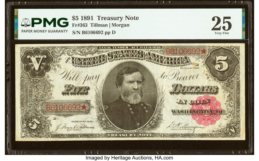 1891 $5  (Fr. 363) thumbnail 2