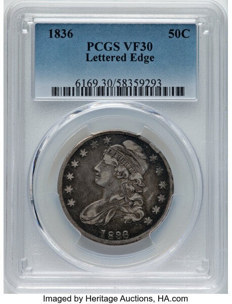 1836 50c Lettered Edge, 50/00, O-116 MS thumbnail 2