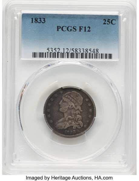 1833 25c Recut Legend Reverse, B-2, FS-901 MS thumbnail 2