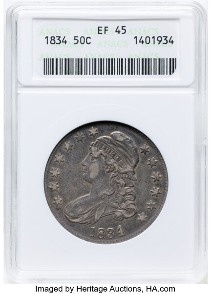 1834 50c Large Date, Small Letters, O-107 MS thumbnail 2