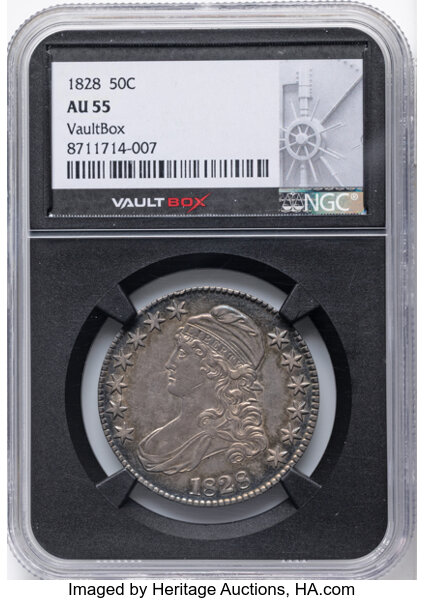 1828 50c Square Base 2, Small 8s, Large Letters, O-117 MS thumbnail 2