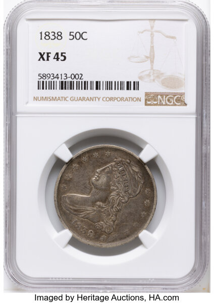 1838 50c Reeded Edge, GR-13 MS thumbnail 4