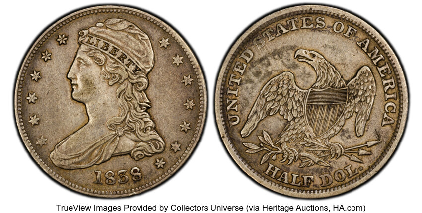 1838 50c Reeded Edge, GR-3 MS thumbnail 2