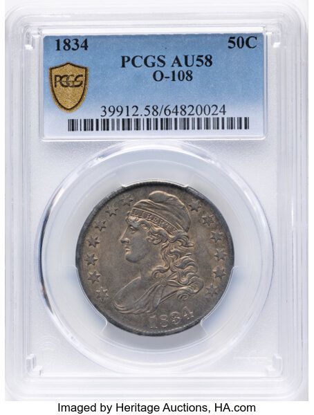1834 50c Large Date, Small Letters, O-108 MS thumbnail 9