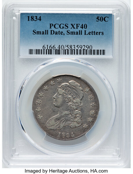 1834 50c Small Date, Small Letters, O-111 MS thumbnail 2