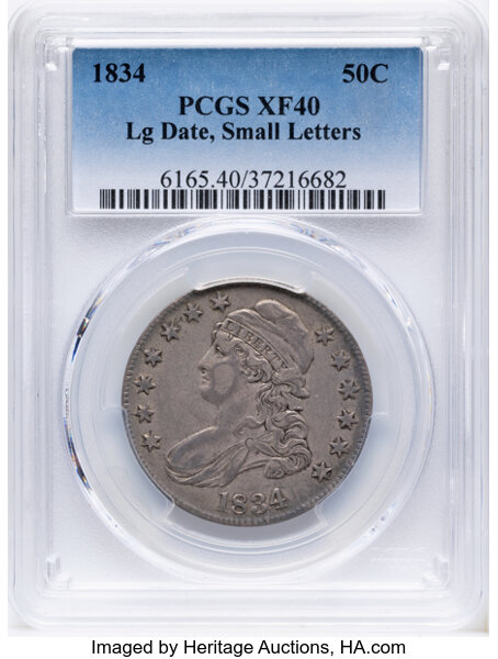 1834 50c Large Date, Small Letters, O-107 MS thumbnail 3