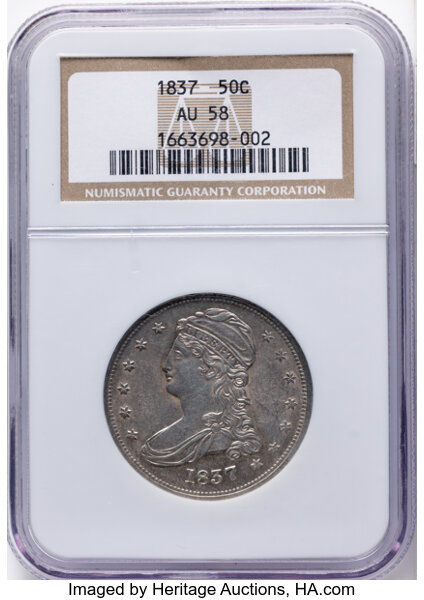1837 50c Reeded Edge, GR-21 MS thumbnail 5