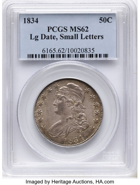 1834 50c Large Date, Small Letters, O-104 MS thumbnail 3