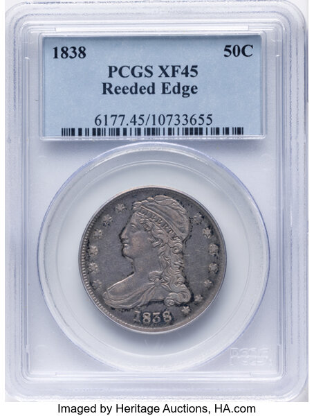 1838 50c Reeded Edge, GR-8 MS thumbnail 2