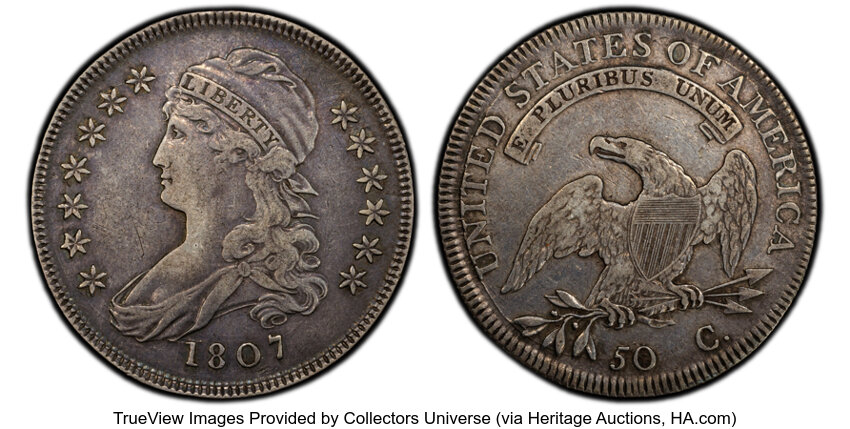 1807 50c Capped Bust, Small Stars, O-113a MS thumbnail 2