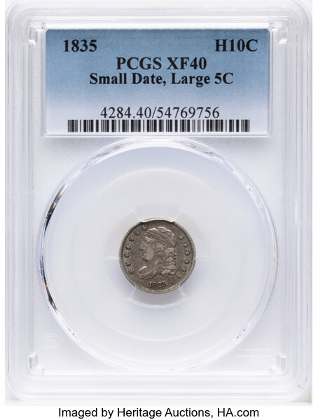 1835 H10c Small Date, Large 5C, LM-9.1 MS thumbnail 3