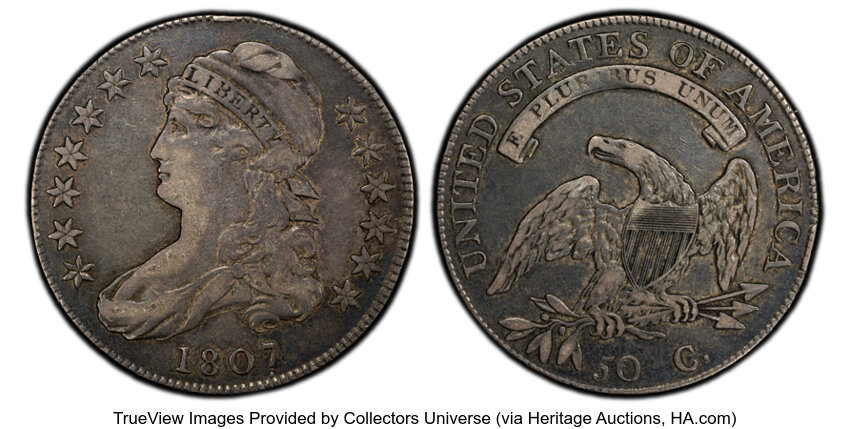 1807 50c Capped Bust, Large Stars, O-114 MS thumbnail 2