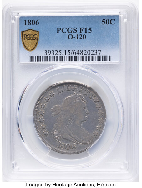 1806 50c Pointed 6, Stem, O-120 MS thumbnail 5