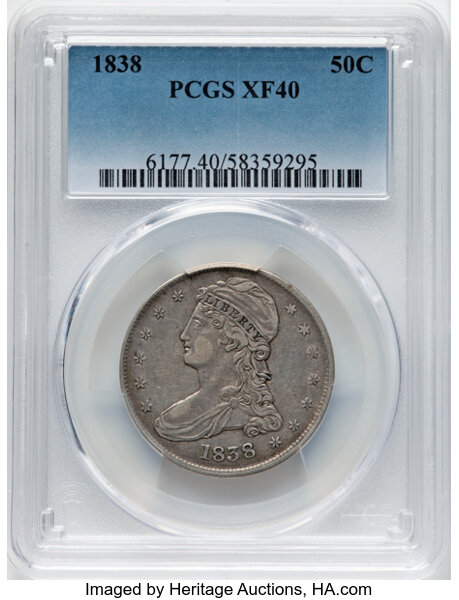 1838 50c Reeded Edge AU50 CAC thumbnail 5