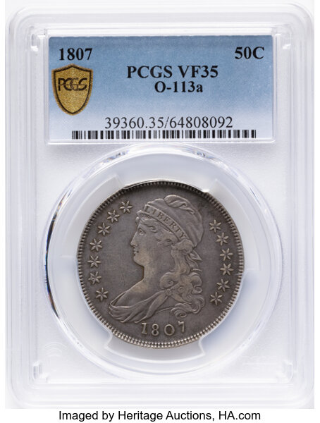 1807 50c Capped Bust, Small Stars, O-113a MS thumbnail 6