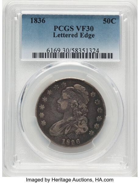 1836 50c Lettered Edge, O-114 MS thumbnail 2