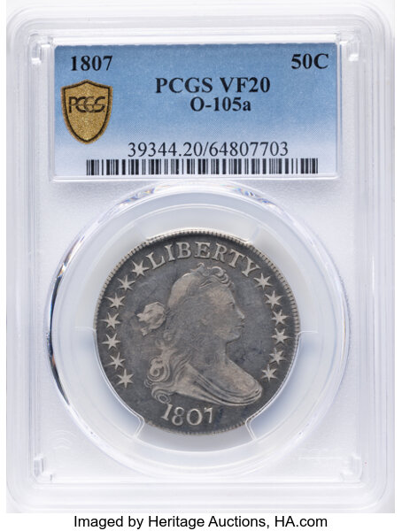 1807 50c Draped Bust, O-105a MS thumbnail 6