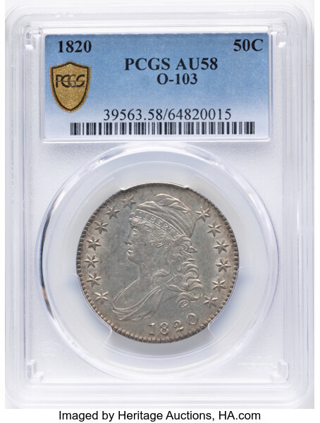 1820 50c Curl Base 2, Small Date, O-103 MS thumbnail 9