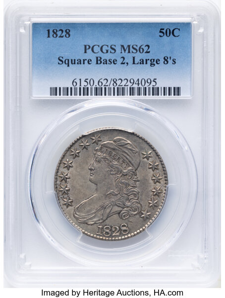 1828 50c Square Base 2, Large 8s, O-109 MS thumbnail 4