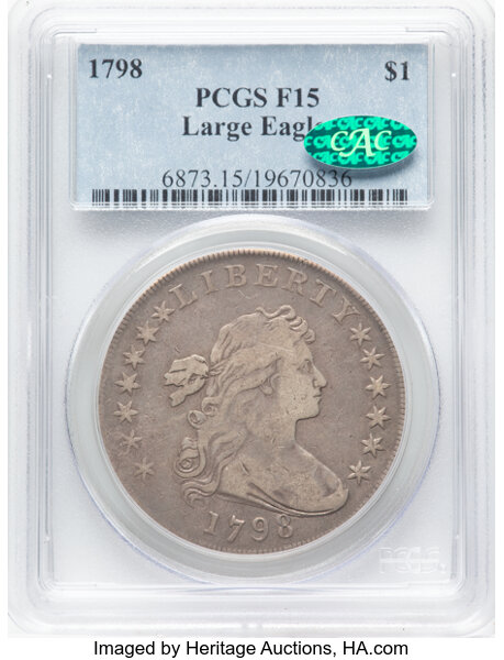 1798 $1  Large Eagle, Pointed 9, Wide Date, B-23, BB-105 MS thumbnail 2