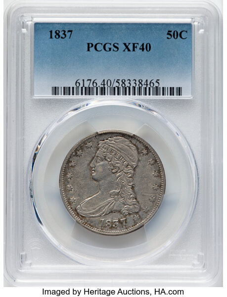 1837 50c Reeded Edge, GR-21 MS thumbnail 3