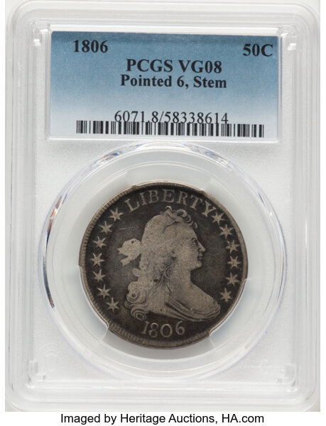 1806 50c Pointed 6, Stem, O-120 MS thumbnail 2