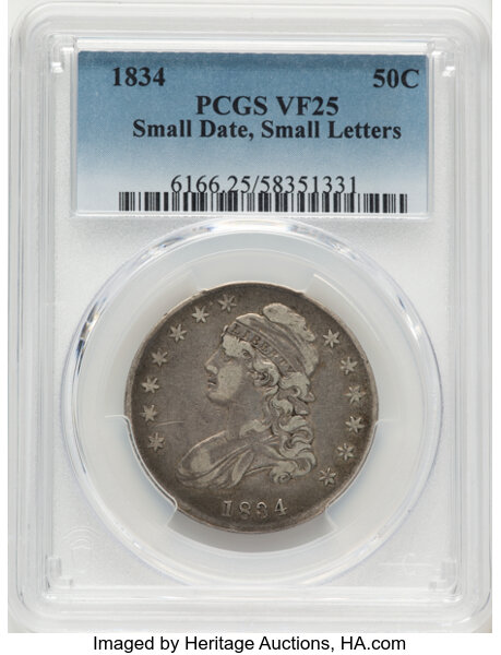 1834 50c Small Date, Small Letters, O-115a MS thumbnail 2