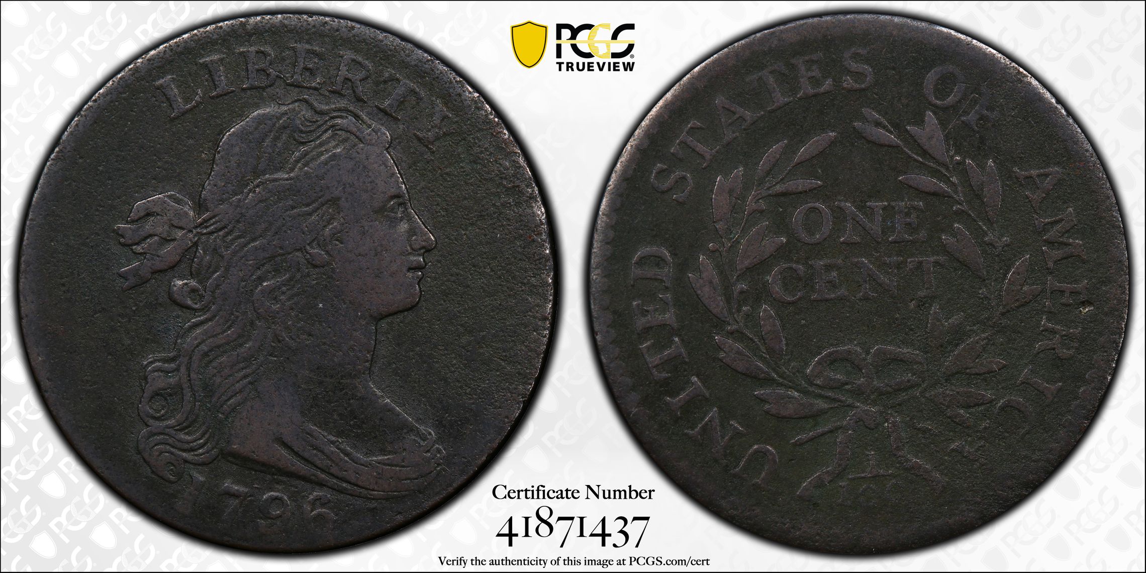 1796 1c Draped Bust, Reverse of 1794 MS RB thumbnail 11