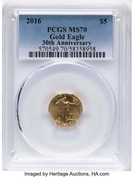 2016 $5  Gold Eagle, 30th Anniversary MS thumbnail 4
