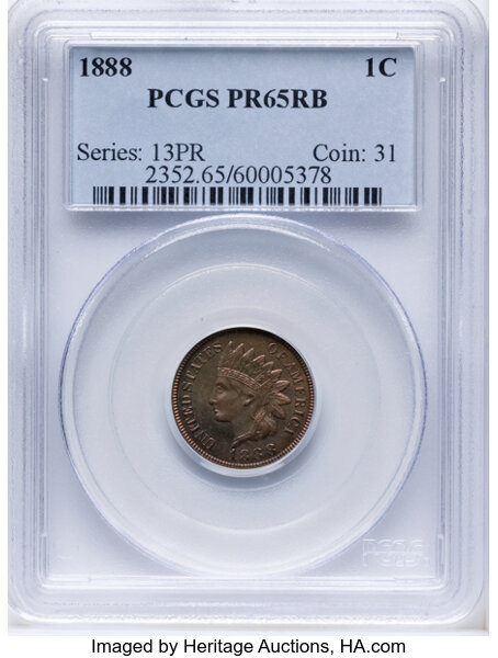 Indian Head Cent 1c Bronze, 1864-1909 PR RB [Type] PR65 RB thumbnail 3