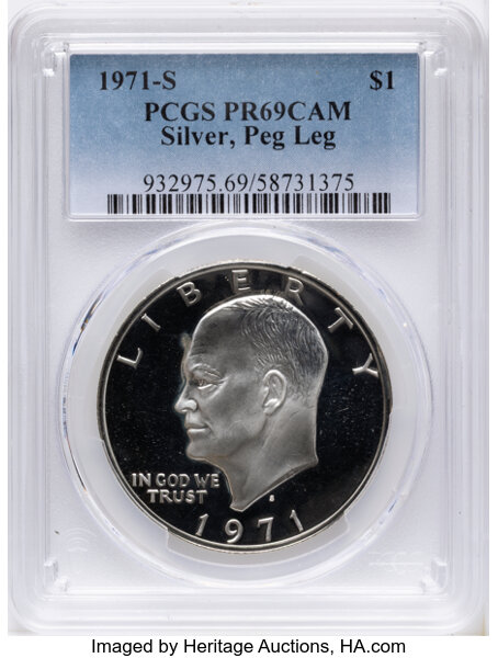 Image for 1971-S $1  Silver, Peg Leg PR CAM