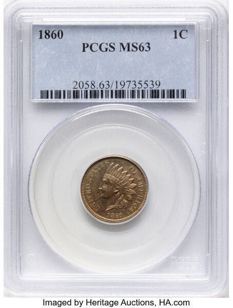1860 1c Round Bust MS thumbnail 5