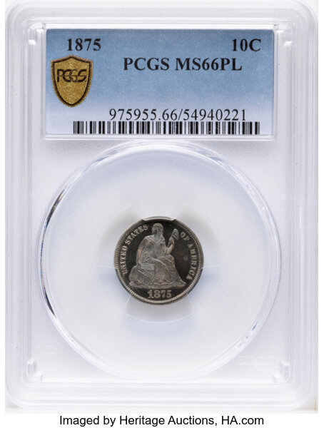 1875 10c MS66 thumbnail 2