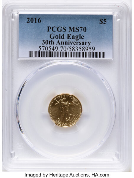 2016 $5  Gold Eagle, 30th Anniversary MS thumbnail 3