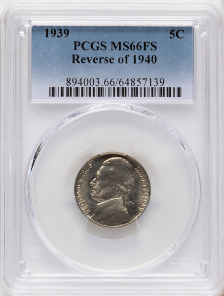 1939 5c Reverse of 1940, Doubled Die Obverse, FS-101 MS FS MS66 FS thumbnail 2