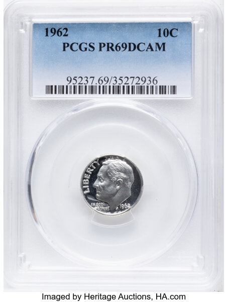 Roosevelt Dime Set 10c 1950-1964, Silver, 15 Coins PR DCAM thumbnail 15