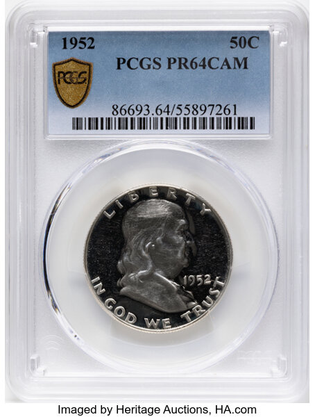 Franklin Half Dollar 50c 1950-1963 PR CAM [Type] PR64 CAM thumbnail 2