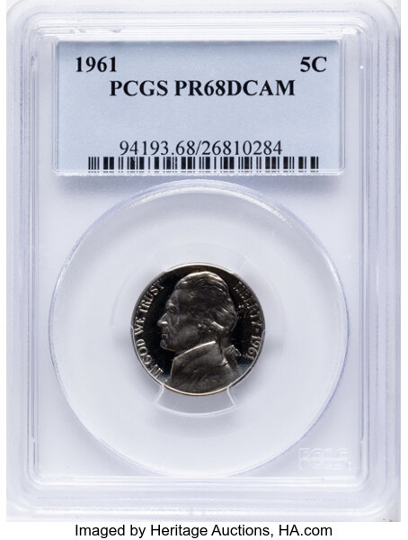 1961 5c Tripled Die Reverse, FS-801 PR DCAM PR65 DCAM thumbnail 2