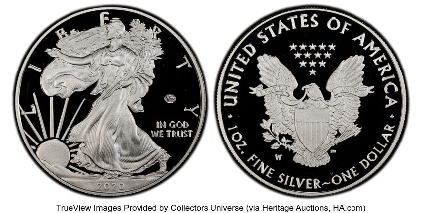 2020-W $1  Silver Eagle, v75 Privy WWII Anniversary PR DCAM thumbnail 2