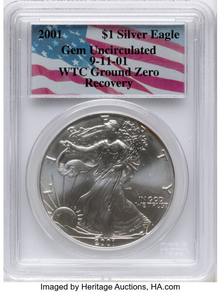 2001 $1  Silver Eagle MS thumbnail 3