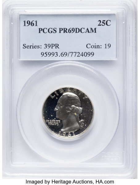1961 25c Doubled Die Obverse, FS-101 PR DCAM thumbnail 2