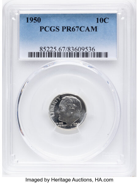 Roosevelt Dime Set 10c 1950-1964, Silver, 15 Coins PR CAM thumbnail 2