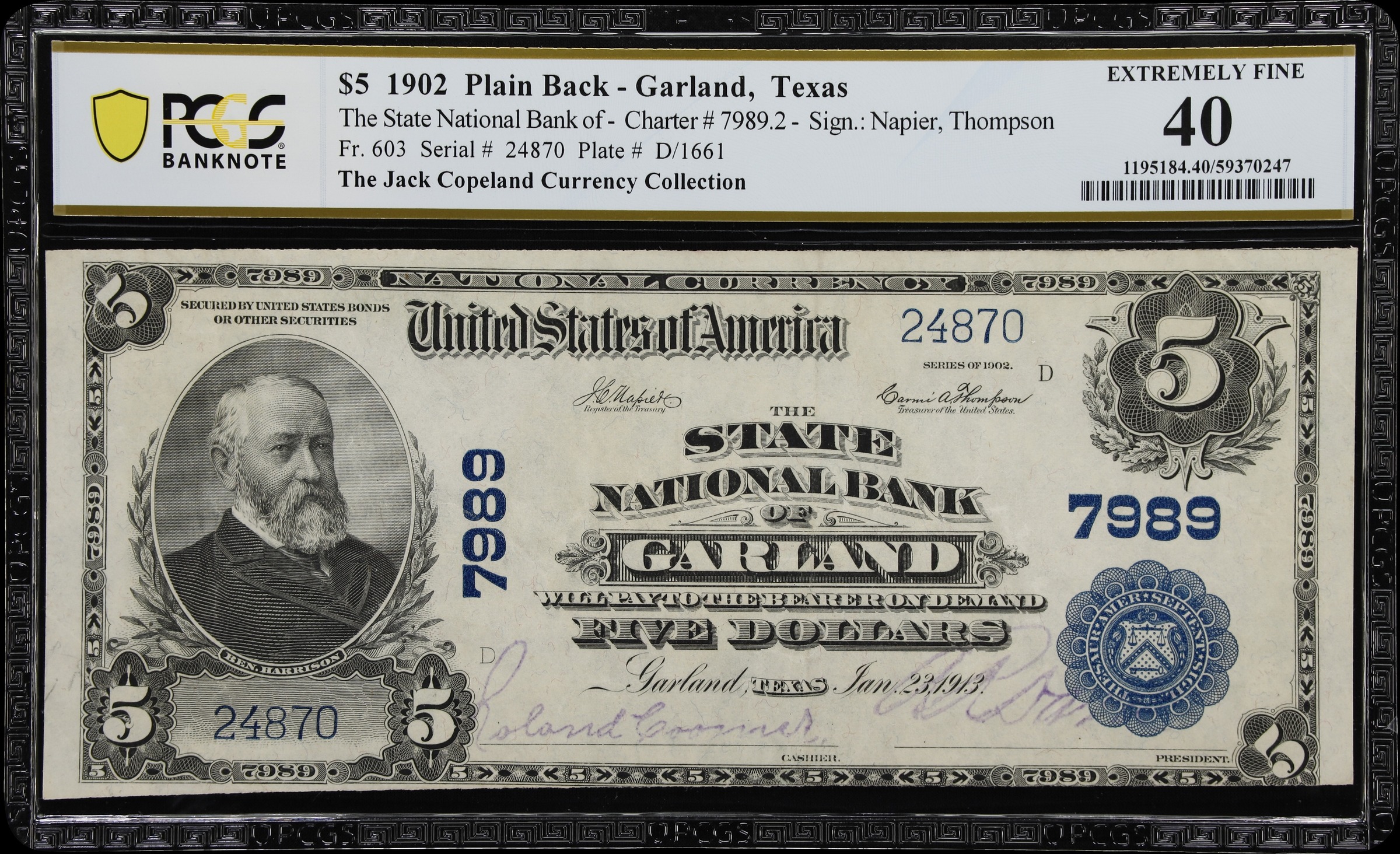 1902 $5  3rd Charter Period, 3rd Issue, Plain Back (Fr. 603) thumbnail 2