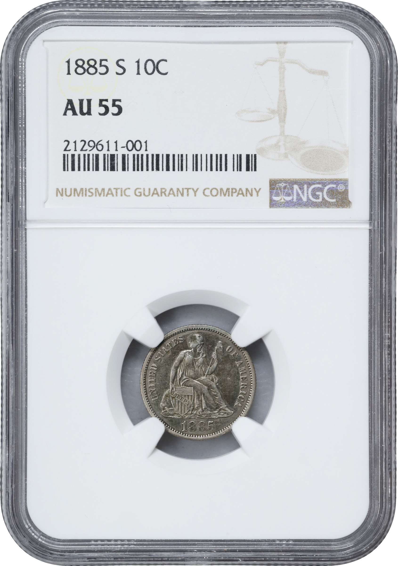 1885-S 10c AU55 thumbnail 3