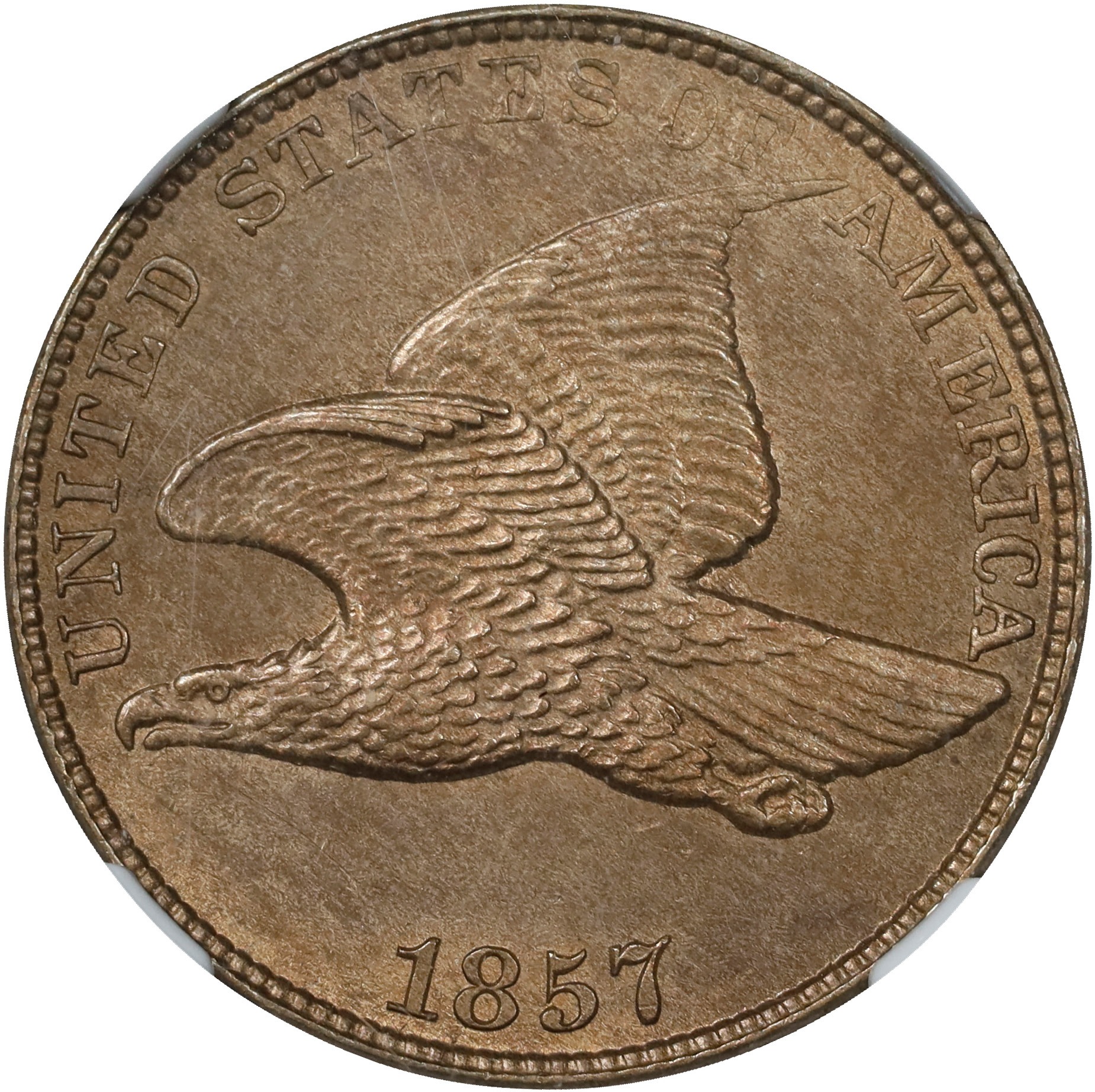 1857 1c Flying Eagle, Obverse of 1856, RPD, FS-401a, S-1 MS PL thumbnail 8