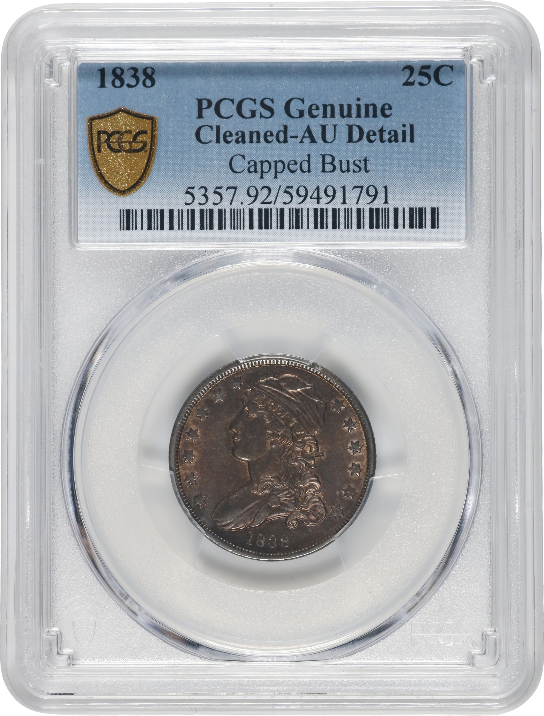 1838 25c Capped Bust MS65 CAC thumbnail 18