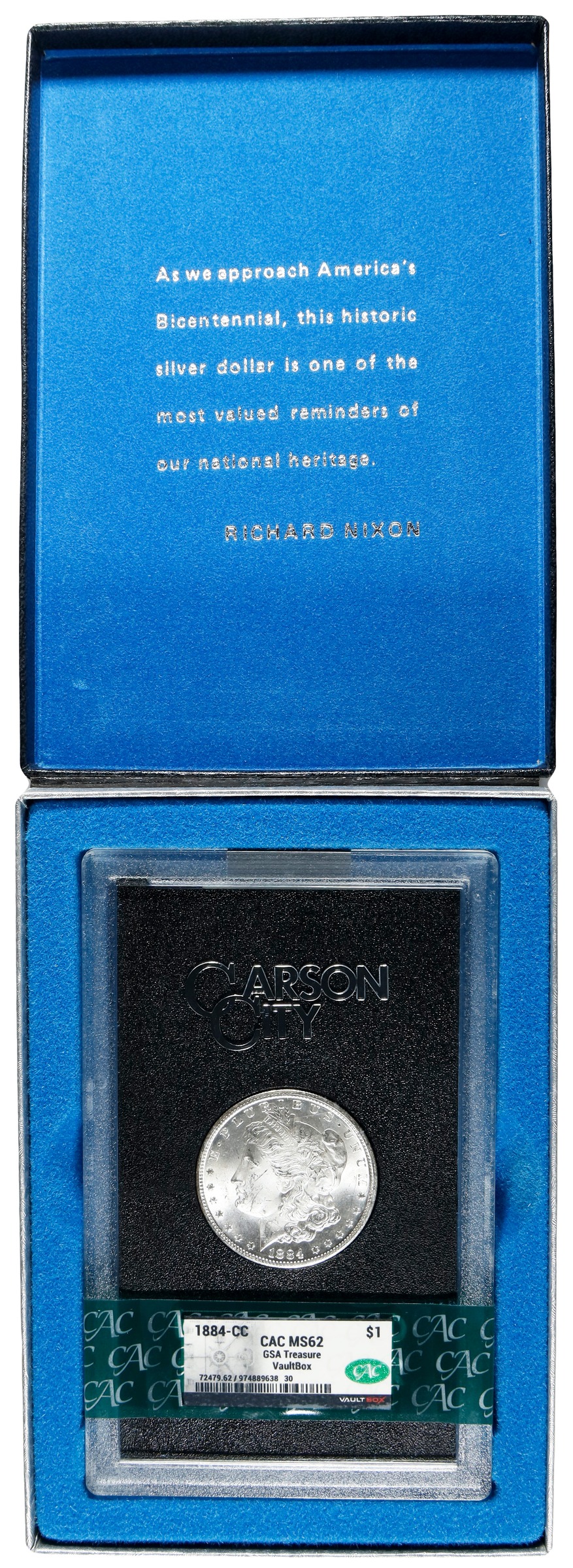 1884-CC $1  GSA Hoard, Hard package MS62 CAC thumbnail 8
